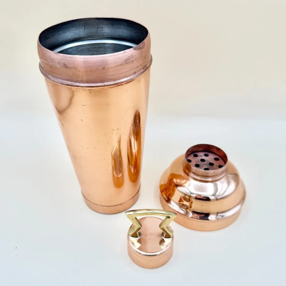 Pottery Barn Copper Martini Shaker w/ Brass Handle 10